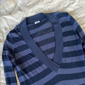 Striped Navy V-Neck Sweater
